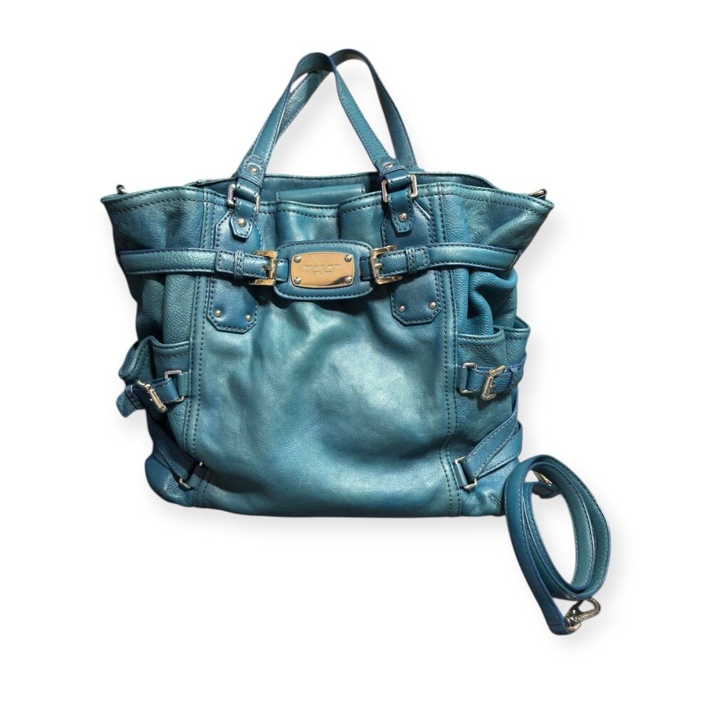 Michael Kors Teal Gansevoort Leather‎ Tote w/ Removable Crossbody Strap